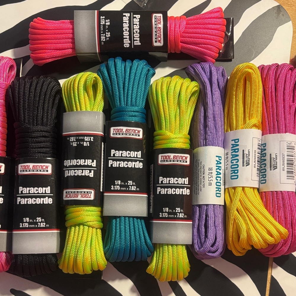 Paracord Variety Pack - Black, Yellow, Pink, Green, Blue, Purple